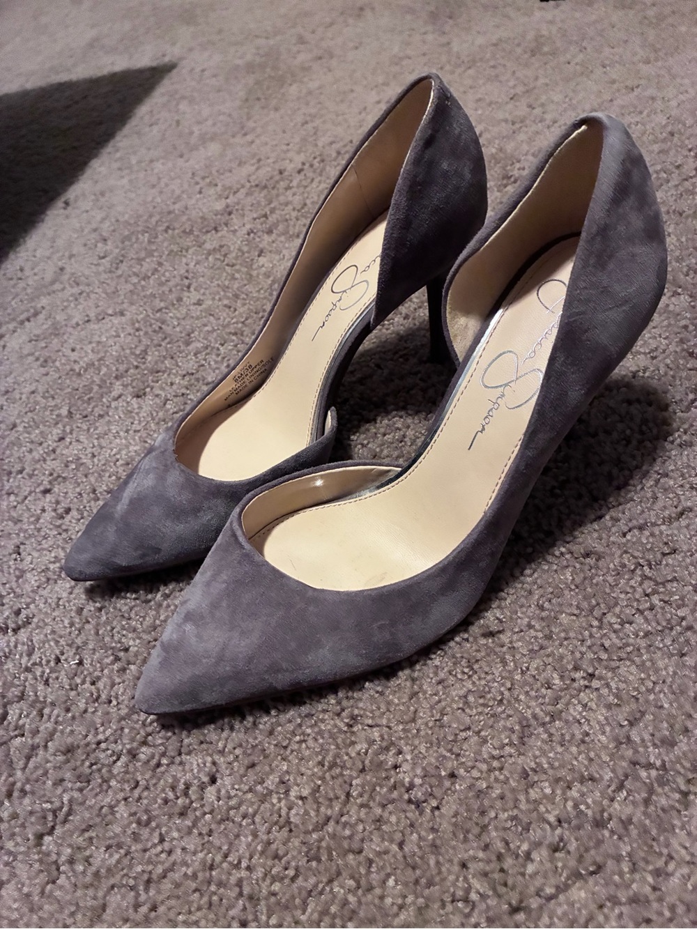 Jessica Simpson Gray Suede Pointed-Toe Pumps